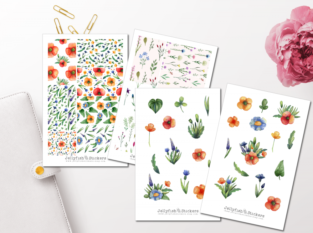 Wildblumen Sticker Set